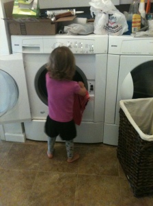 Helping Mama with the laundry is one of the Bean's favourite chores.